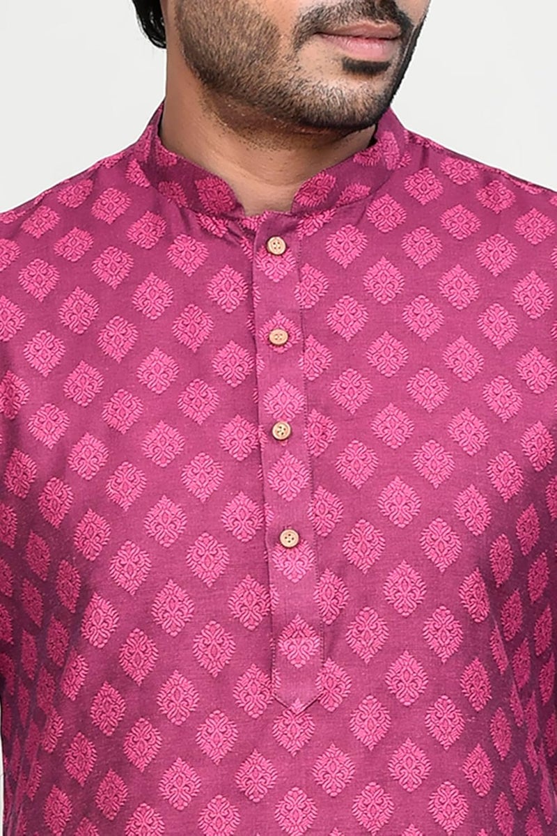 POLY2FAB Hathkargha Men's Silk Jacquard Kurta Pajama Set | Ethnic Wear for Weddings & Festive Functions - Image 5